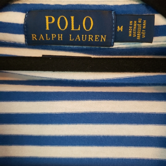 Polo Ralph Lauren Polo Blue White Striped Mens Medium - Picture 3 of 3
